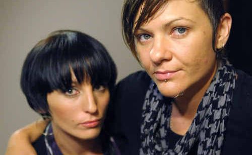 Same sex couple, Jaimie Levy and Julia Scrafton, of Coolum, say they were forcibly removed from The Reef Hotel in Noosa. Ms Scrafton said she fell over during the incident and sliced open her chin. Same sex couple, Jaimie Levy and Julia Scrafton, of Coolum, say they were forcibly removed from The Reef Hotel in Noosa. Ms Scrafton said she fell over during the incident and sliced open her chin.